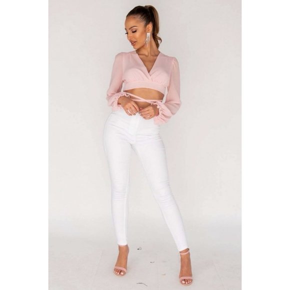 White High Waist Skinny Denim Jeggings - Picture 8 of 14